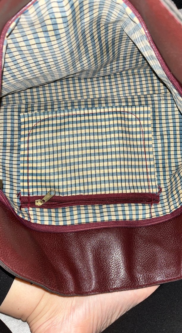 Bordo Deri Fermuarlı Kadın El Çantası - Görsel 4