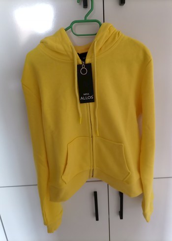 Sarı Kadın Fermuarlı Sweatshirt hırka