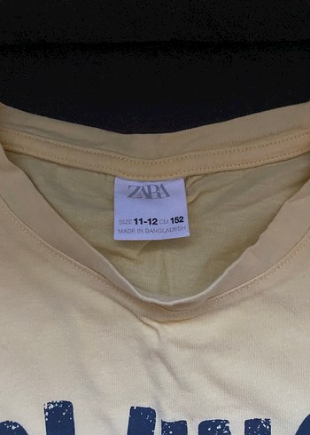 Zara Sarı Baskılı Kız Tişörtü, Loose Fit