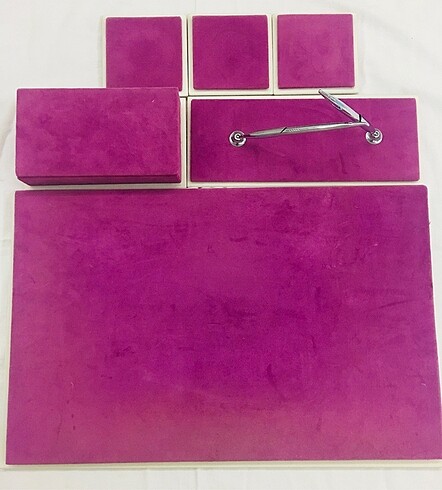 7 parça Özel yapım Pembe süet sümen takımı