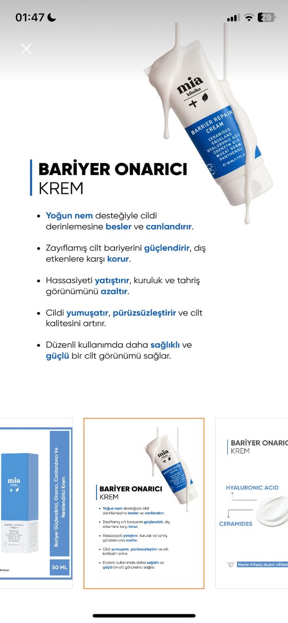 Mia Klinika Bariyer Onarıcı Nemlendirici Krem 50 ml - Görsel 2