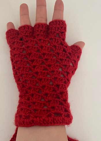 Kırmızı Örgü Kadın Eldiveni - Görsel 2