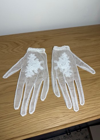 Dantel Detaylı Beyaz Bohem Kadın Eldiveni - Görsel 2