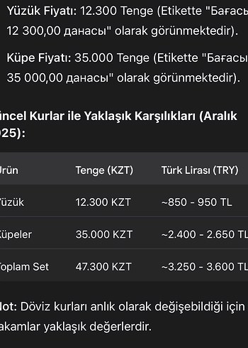 Balausa Gümüş Küpe ve Yüzük Kazakistan - Görsel 9