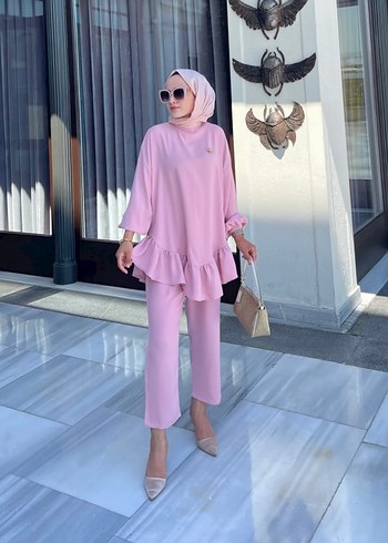 Pembe Uzun Kollu Robalı Kadın Takım