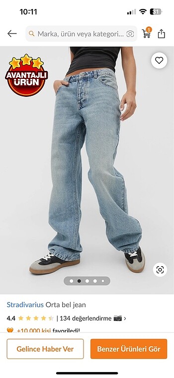 36 Beden Stradivarius Orta Bel Jean