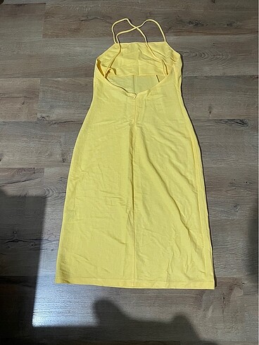 H&M Yazlık Sarı Renk Elbise Midi Boy