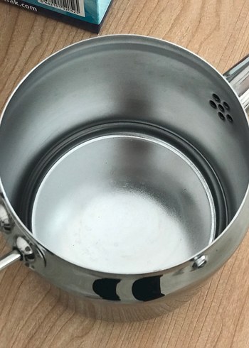 Beden Parlak Gri Çaydanlık Seti aile boyu süzgeçli kutulu