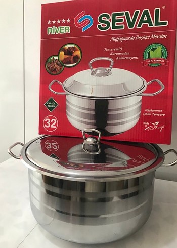 Seval 32 cm Paslanmaz Çelik derin Tencere