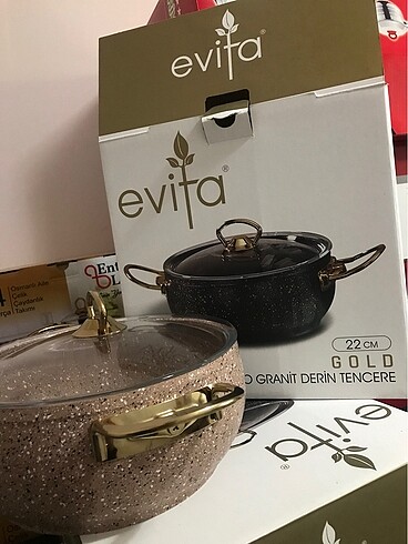 Evita 22 cm derin şık granit tencere