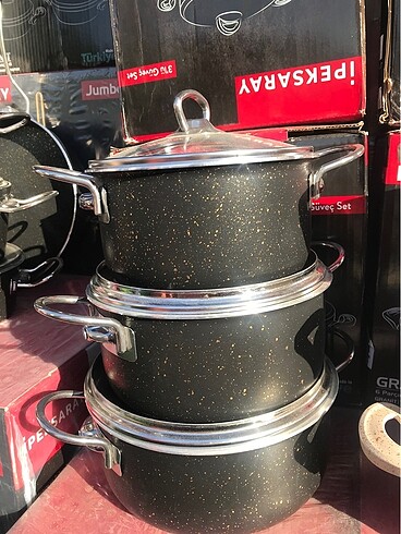 6 parça granit güveç set 16-18-20 cm