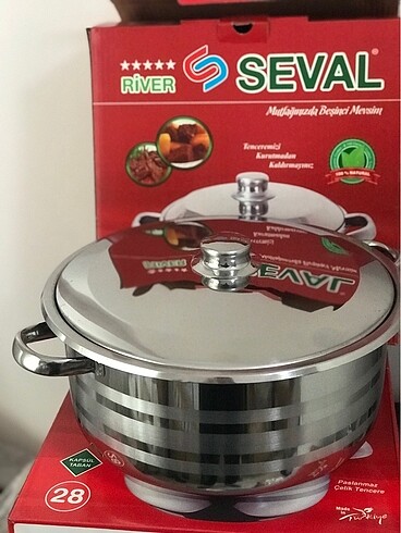 28 cm Çelik derin tencere sıfır ürün kutulu