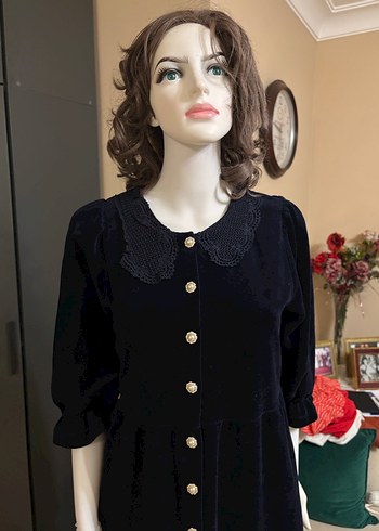 VİNTAGE KADİFE ELBİSE - Görsel 2