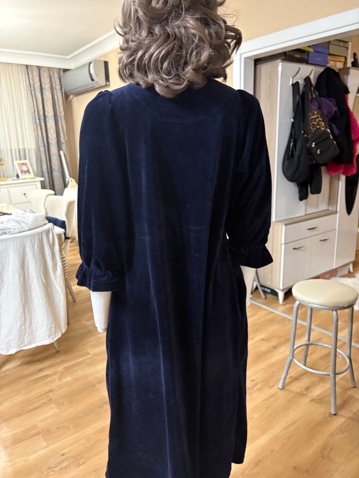 VİNTAGE KADİFE ELBİSE - Görsel 3