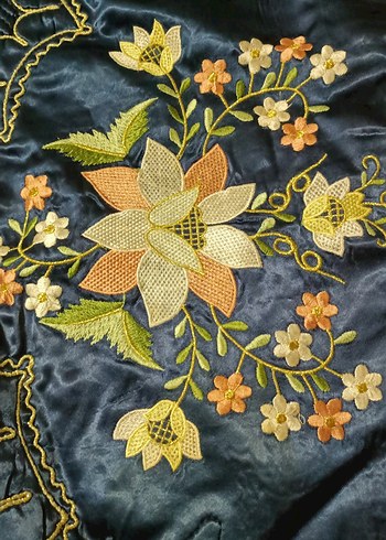 Nakışlı Lacivert yatak örtüsü - Görsel 3