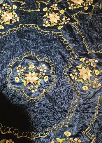 Nakışlı Lacivert yatak örtüsü - Görsel 2