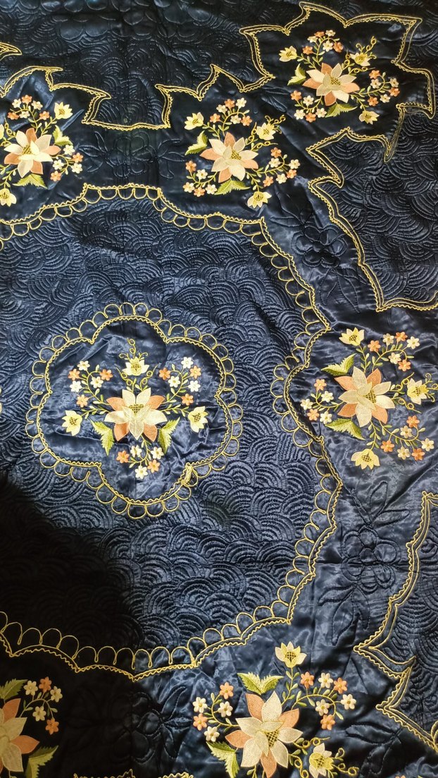 Nakışlı Lacivert yatak örtüsü - Görsel 2