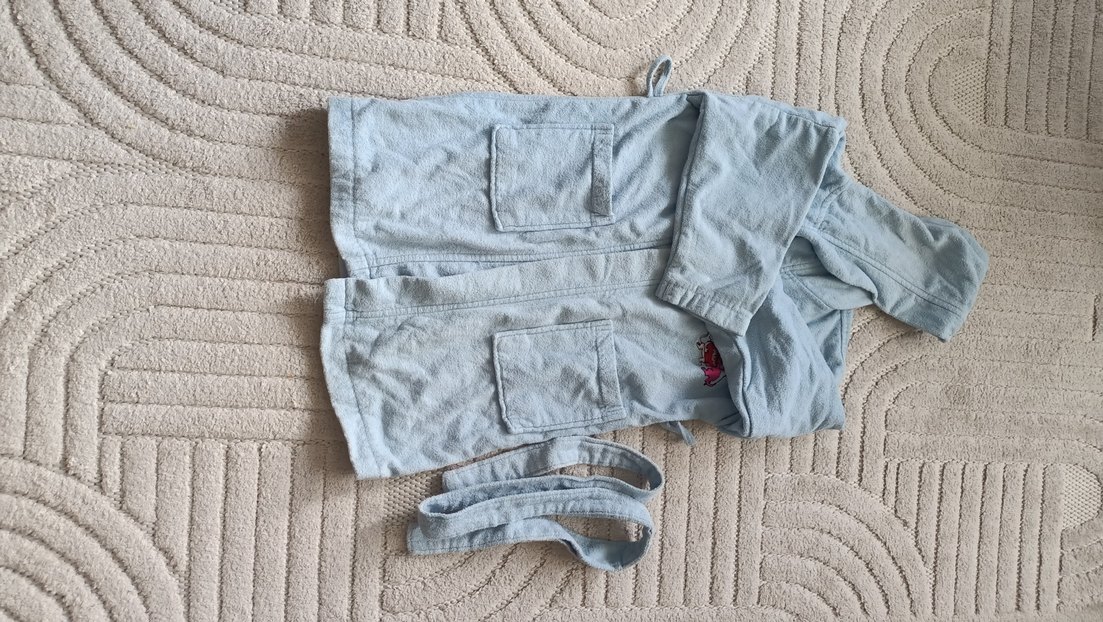 Kapüşonlu mavi Erkek Çocuk Bornoz - Görsel 2