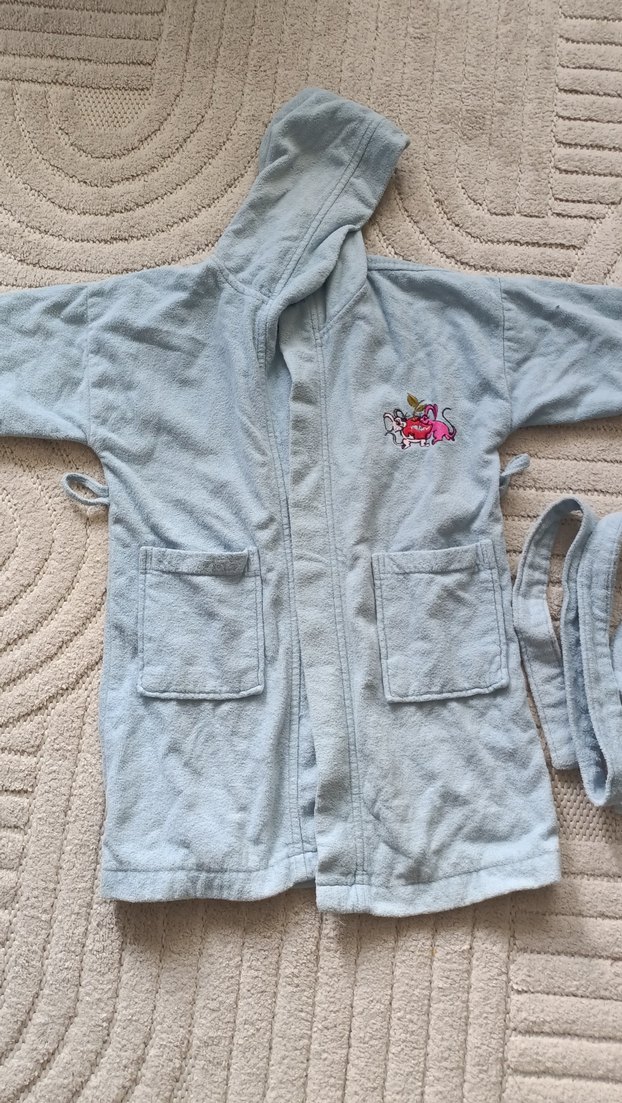 Kapüşonlu mavi Erkek Çocuk Bornoz - Görsel 3