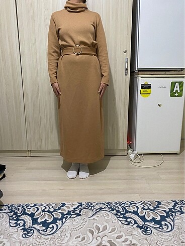 38 Beden camel Renk Triko elbise