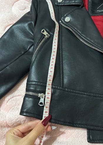 Kadın Siyah Deri Biker Ceket - Görsel 5