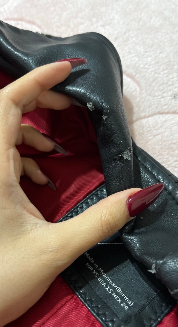 Kadın Siyah Deri Biker Ceket - Görsel 2