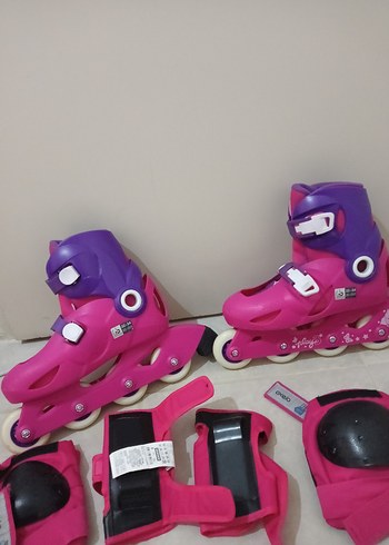 Beden Pembe Kız Çocuk Paten ve Koruyucu Seti