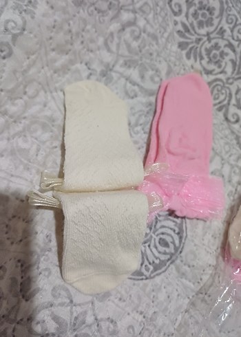 Kız Çorabı, krem  ve Pembe - Görsel 3