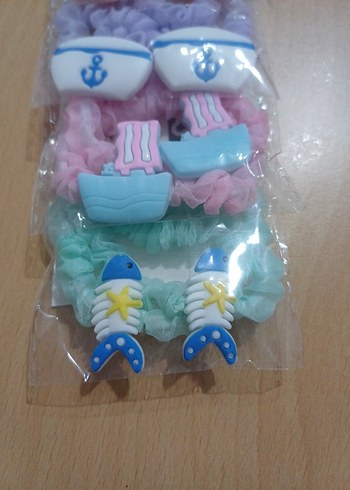 Çocuklar için Elastik Pastel Desenli Saç Tokaları - Görsel 2