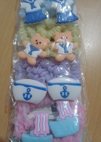 Çocuklar için Elastik Pastel Desenli Saç Tokaları - Görsel 3