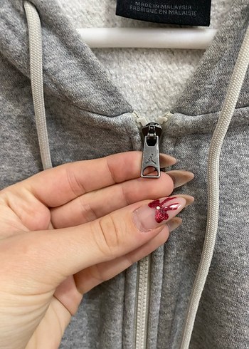 Gri Jordan Fermuarlı Kadın Sweatshirt - Görsel 4