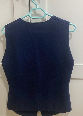 Zara Klasik Kesim Lacivert Düğmeli Kadın Yelek - Görsel 3