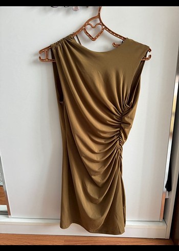 Zara Bej Drapeli Mini Elbise zara
