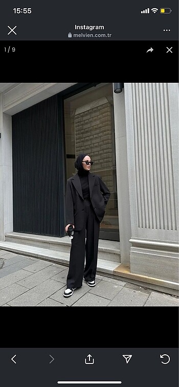 Melvien siyah oversize ceket takım