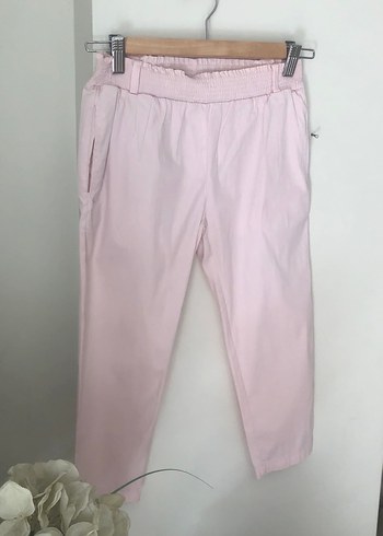 Kız çocuk Pembe Pamuklu Kemerli Rahat Kumaş Pantolon