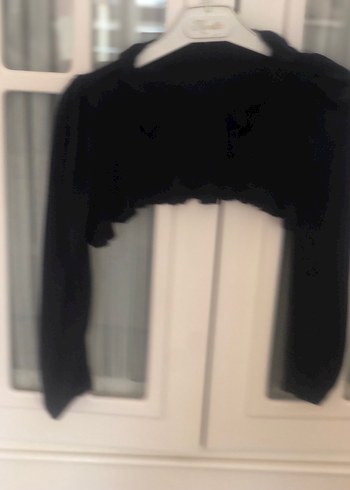 Kız Çocuk Siyah Uzun Kollu Fırfırlı Bolero - Görsel 2