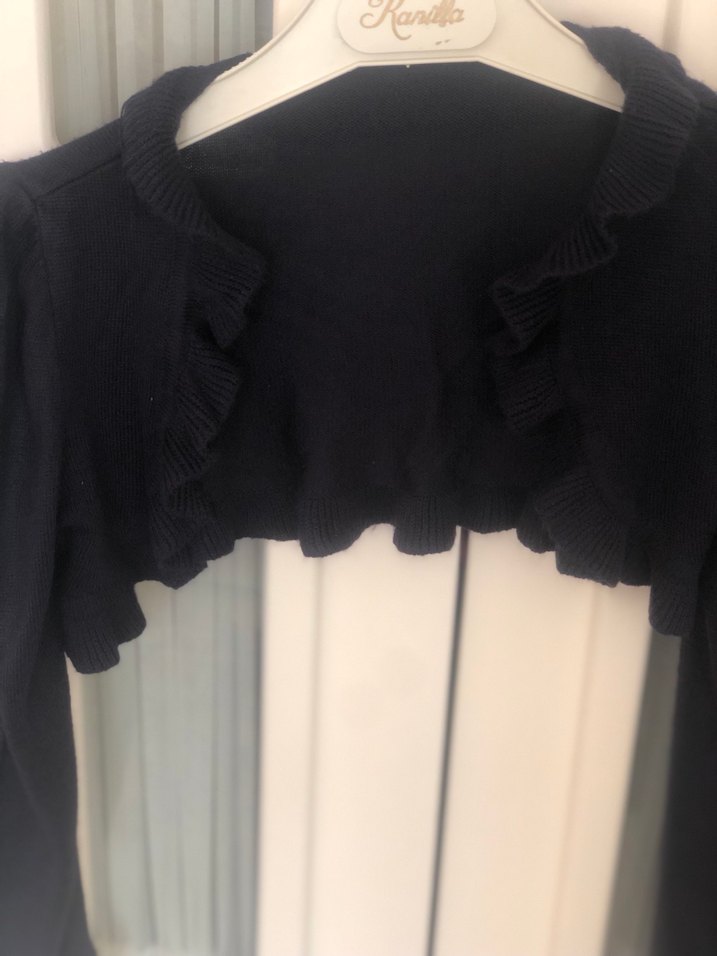 Kız Çocuk Siyah Uzun Kollu Fırfırlı Bolero - Görsel 3