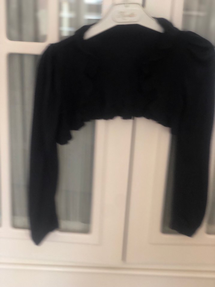 Kız Çocuk Siyah Uzun Kollu Fırfırlı Bolero - Görsel 2