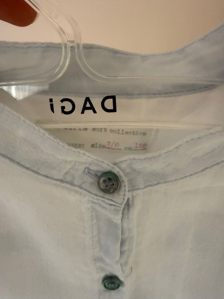 Düğmeli Beyaz Pamuklu Kız çocuk  Gömlek - Görsel 2