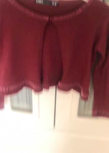 Bordo Düğmeli Kız Bolero - Görsel 2