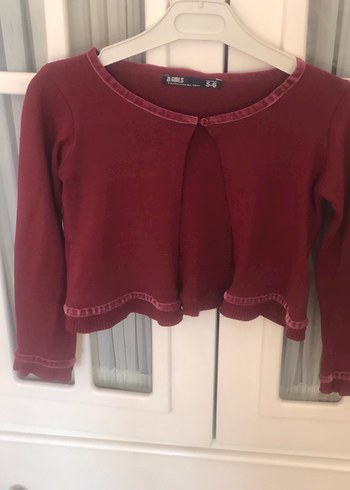 Bordo Düğmeli Kız Bolero - Görsel 3