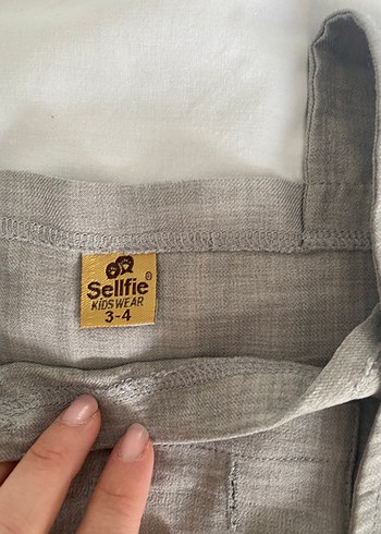 Gri Keten Erkek Çocuk Salopet - Görsel 2