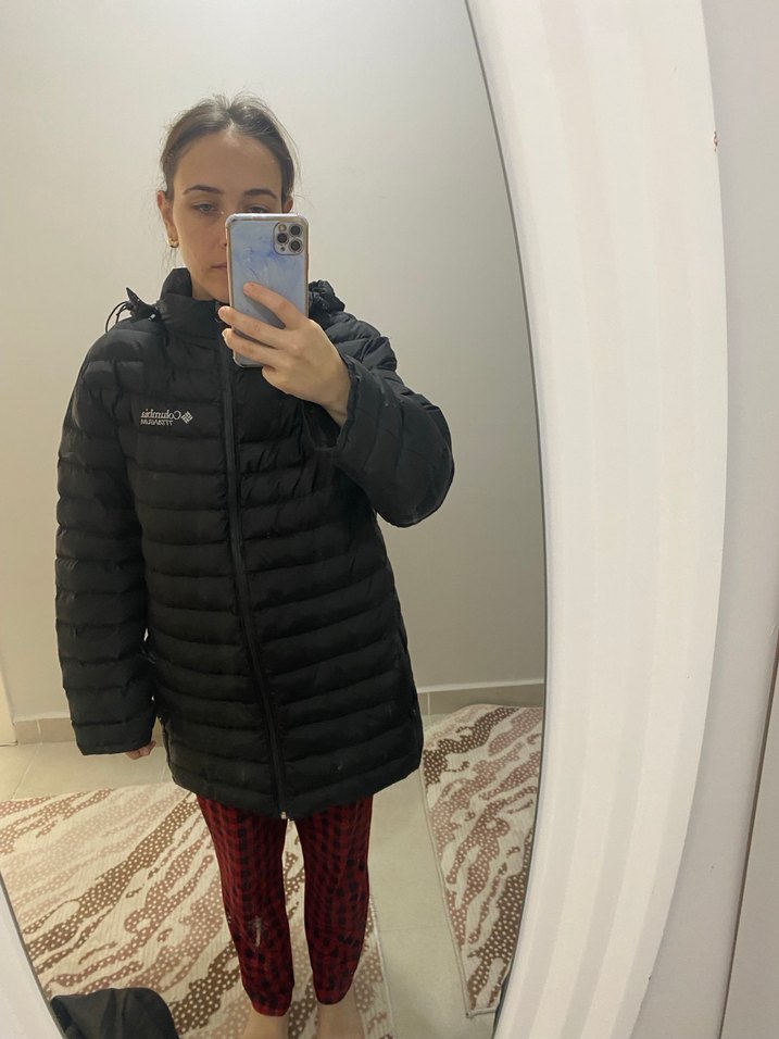 Siyah Puff Mont, Yüksek Yaka, Günlük colombia mont - Görsel 2