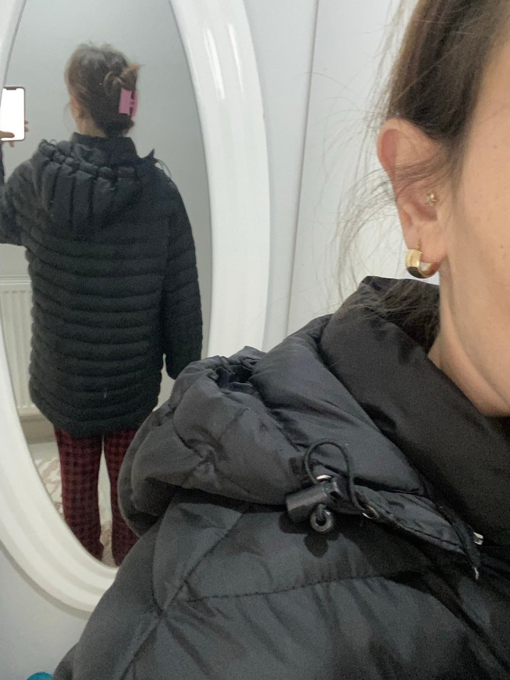 Siyah Puff Mont, Yüksek Yaka, Günlük colombia mont - Görsel 3