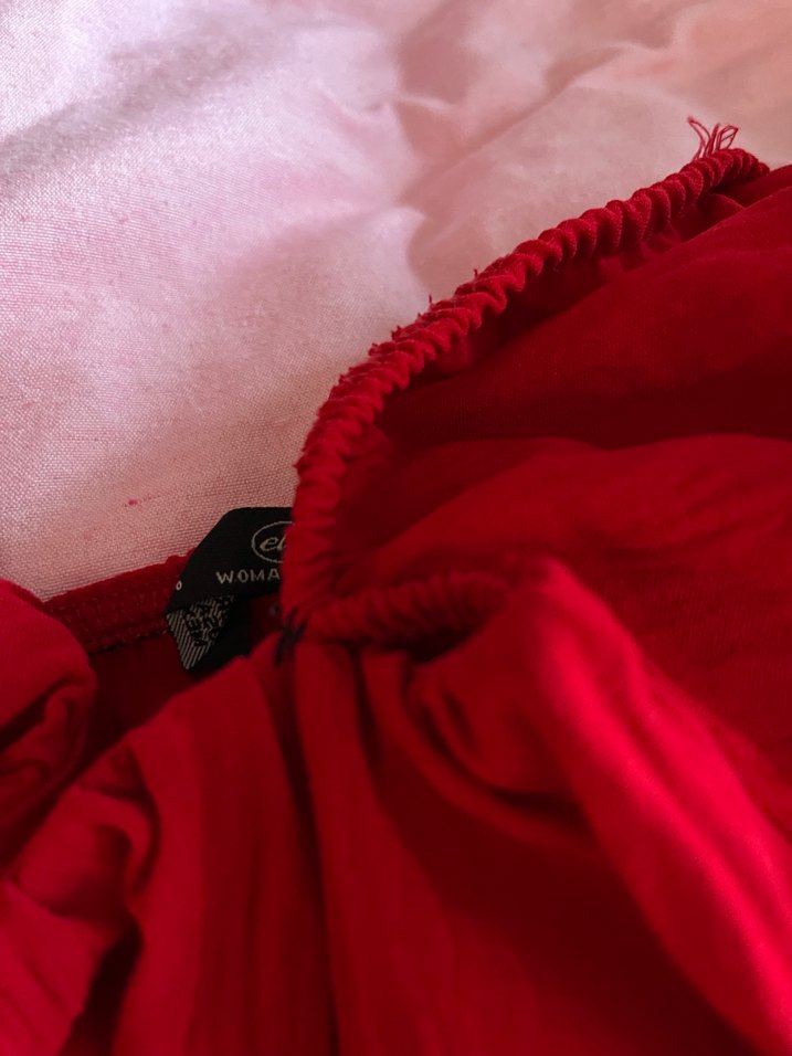 Kısa Kırmızı Fırfırlı Mini Elbise - Görsel 3