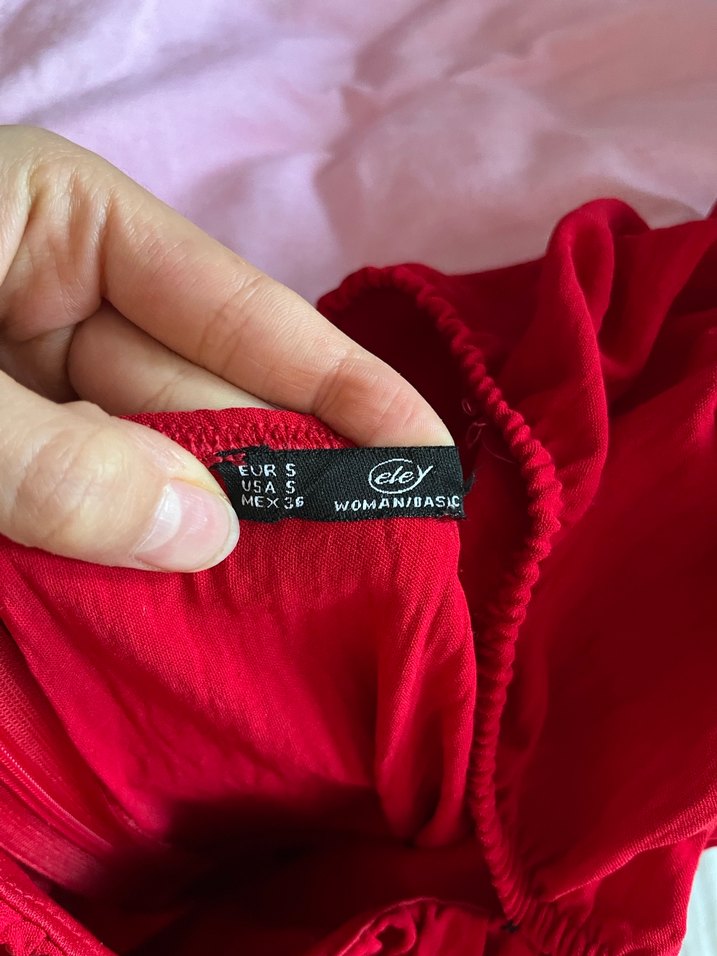 Kısa Kırmızı Fırfırlı Mini Elbise - Görsel 2