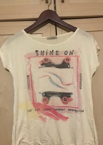 Kız Çocuk Baskılı Beyaz Pamuklu Tişört - Görsel 3