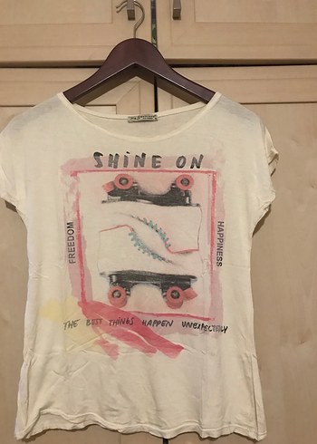 Kız Çocuk Baskılı Beyaz Pamuklu Tişört - Görsel 2