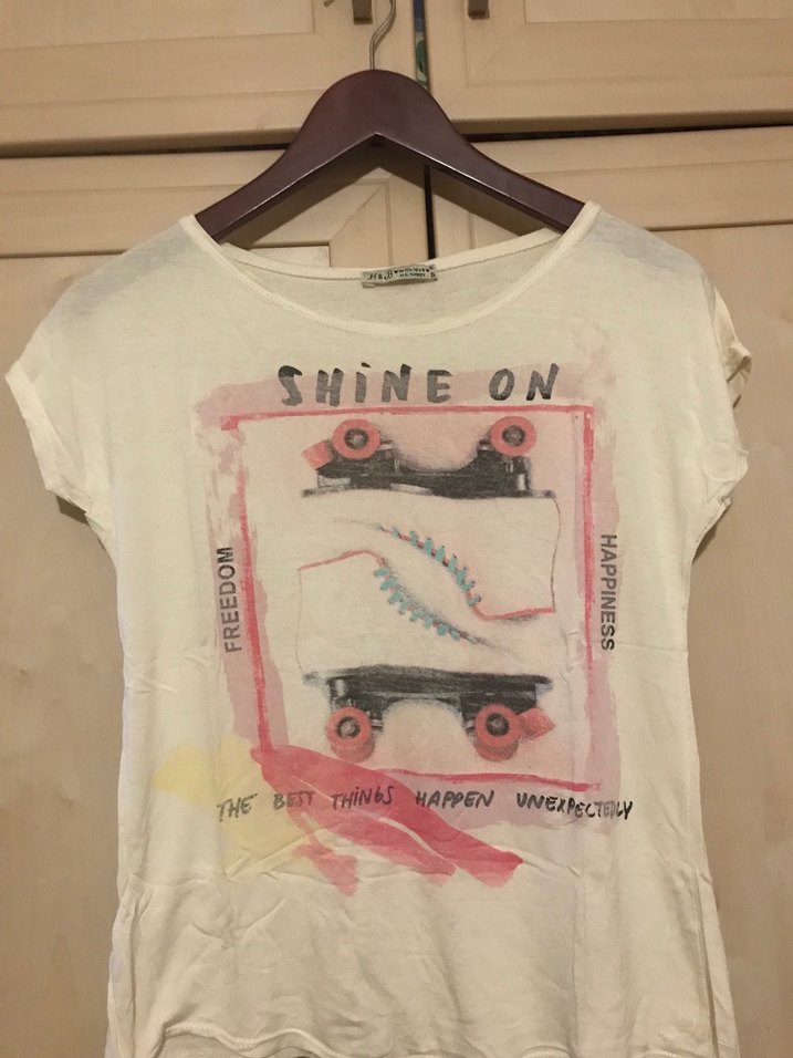 Kız Çocuk Baskılı Beyaz Pamuklu Tişört - Görsel 3