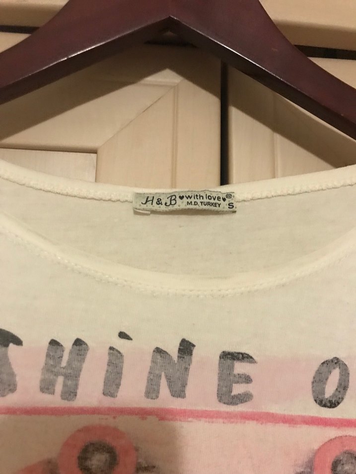 Kız Çocuk Baskılı Beyaz Pamuklu Tişört - Görsel 4